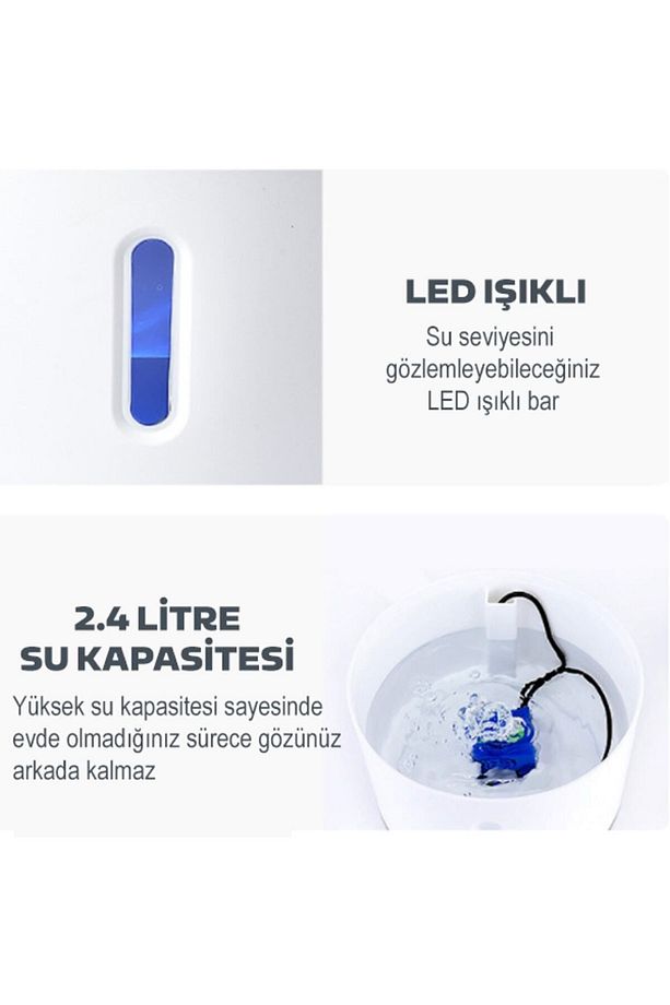 Pet Kedi Köpek Için Su Pınarı Su Çeşmesi Su Sebili 2.4 Lt Usb Ile Çalışır - 5