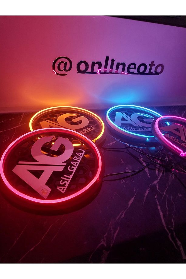 20cm Kişiye Özel Tek Renk Neon Ledli Mıdrange Hoparlör Kapağı 2 Adet ( Mor ) - 1