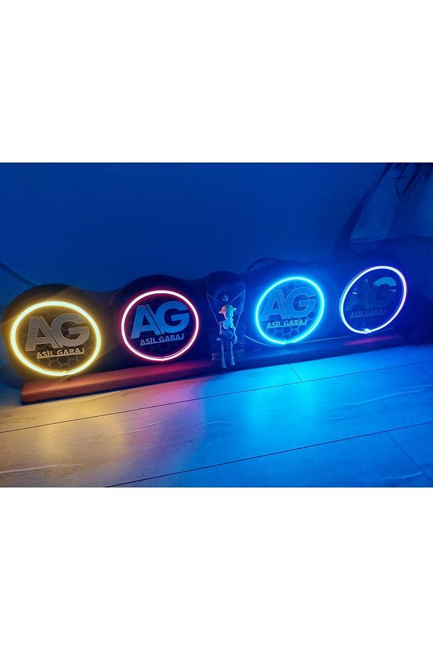 20cm Kişiye Özel Tek Renk Neon Ledli Mıdrange Hoparlör Kapağı 2 Adet ( Mor ) - 3