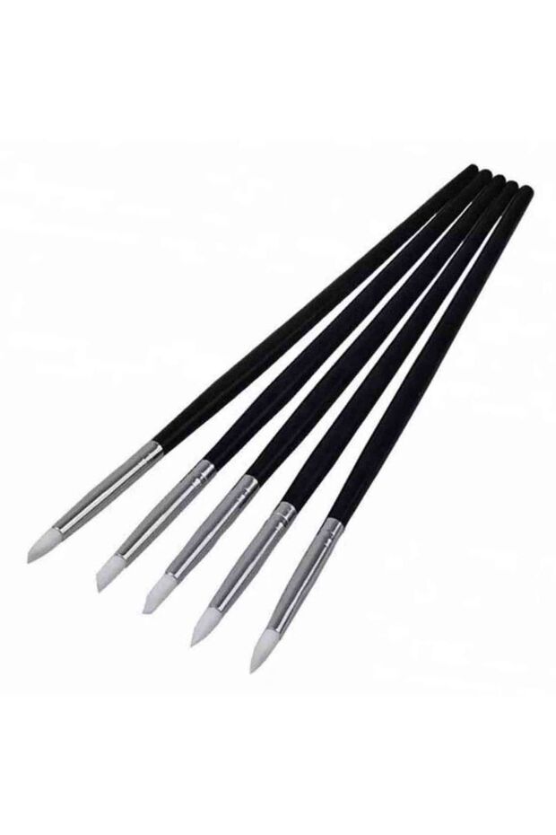Pastry Sugar Dough Cake Brush Set 5 Pieces Food Coloring Brush Epoxy Hobby Brush Set Silicone Tip Brush