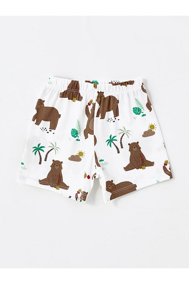 LCW baby Bisiklet Yaka Kısa Kollu Baskılı Erkek Bebek Şortlu Pijama Takımı - 4