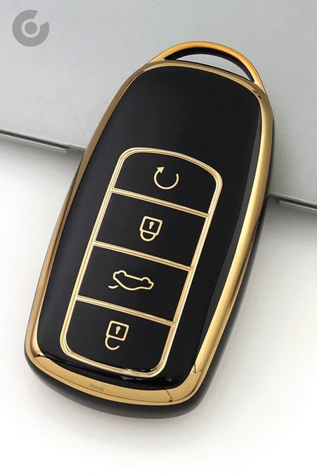 Chery Jaecoo Compatible Tiggo 8 Pro Max, Tiggo 7 Pro Max Avatgarde, Omoda 5 Pro Gold Edge Tpu Key Case Cover (Black)