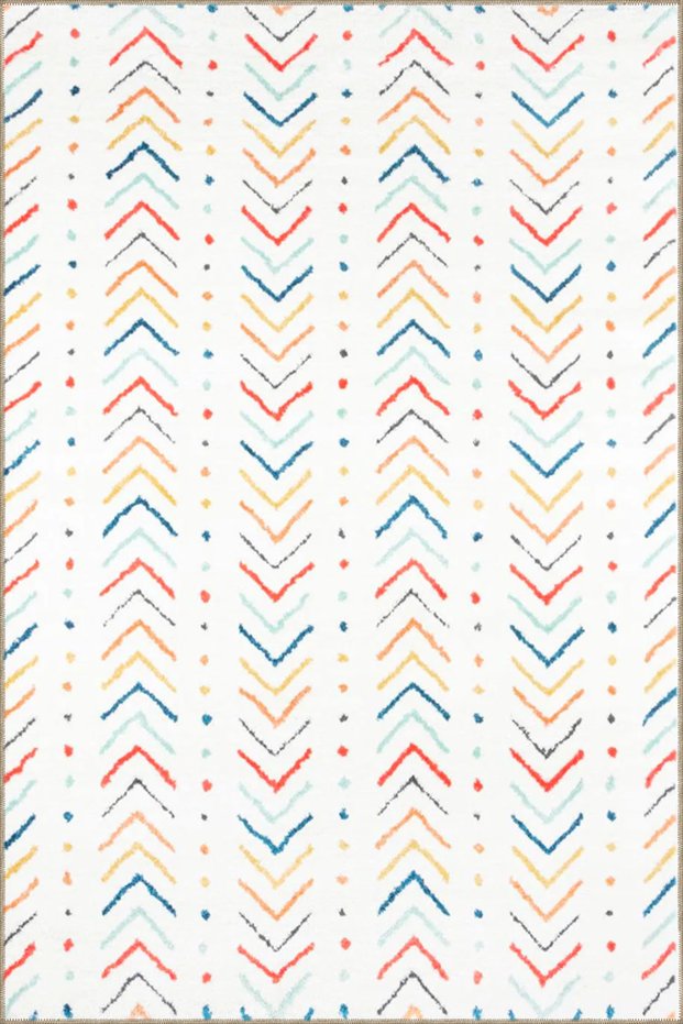 Multicolored Eccentric Geometric Decorative Carpet and Washable Carpet Miravip9662