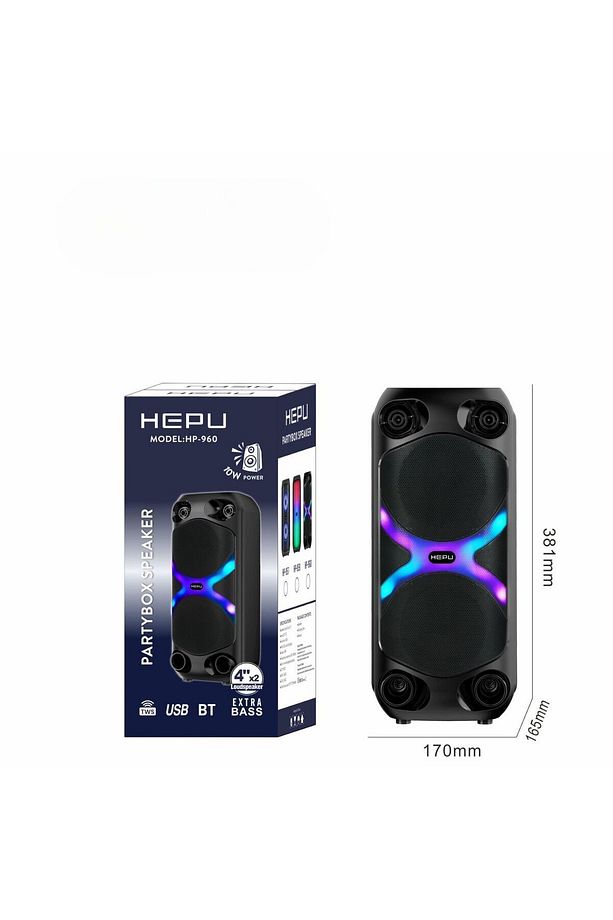 HP 960 Taşınabilir Şarjlı Rgb Led Bluetooth Hoparlör 4 inc*2 - 1