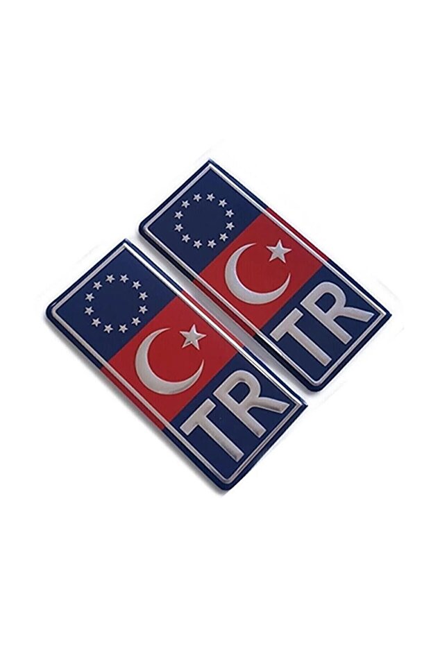 Tr Plate Chrome Sticker Set of 2 - Türkiye Plate Chrome Sticker - Türkiye Plate Chrome