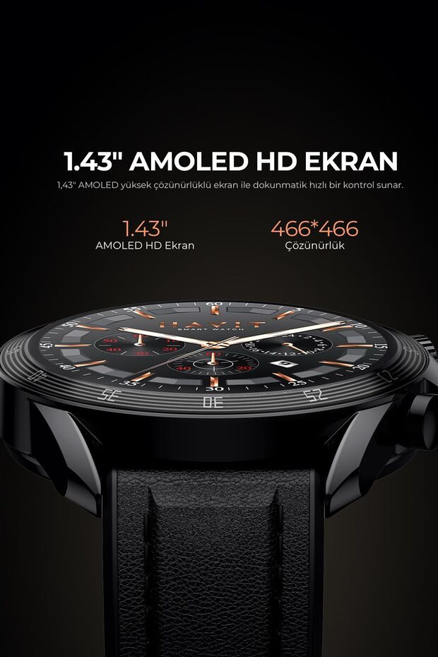 M9030 Pro 46mm Amoled Ekran Akıllı Saat Kahverengi - 5