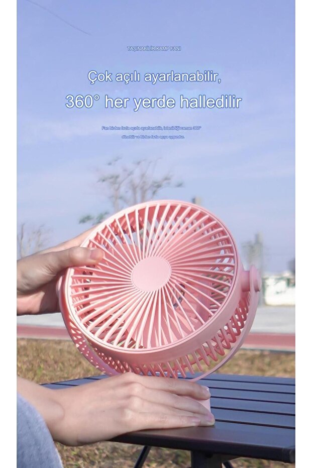 Gece Işığı Moduna Sahip Yeni Duvara Asmalı Çok Fonksiyonlu Fan 360° Şarj Edilebilir USB Fan - 1