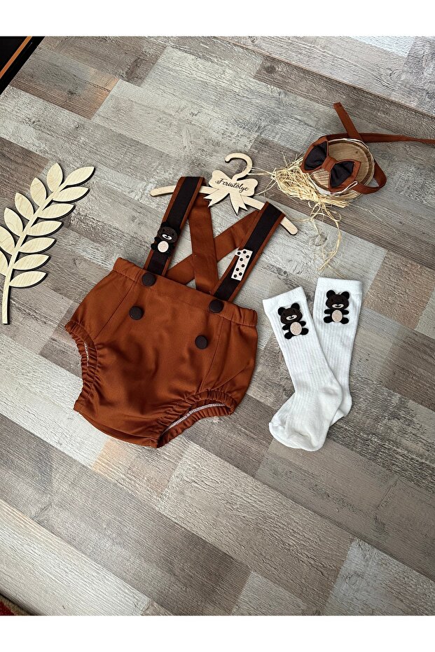 Teddy Bear Concept Tile -Dark Brown Baby Boy Romper