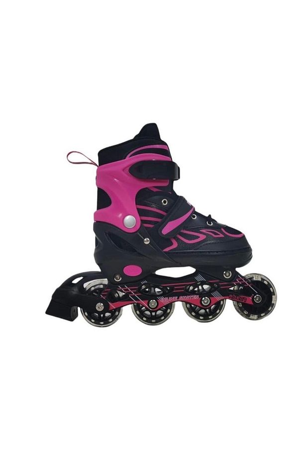 Pembe Işıklı Teker Ayarlanabilir Çocuk Alıştırma Paten 2 Fonksiyon + Kask Koruyucu Set - 3