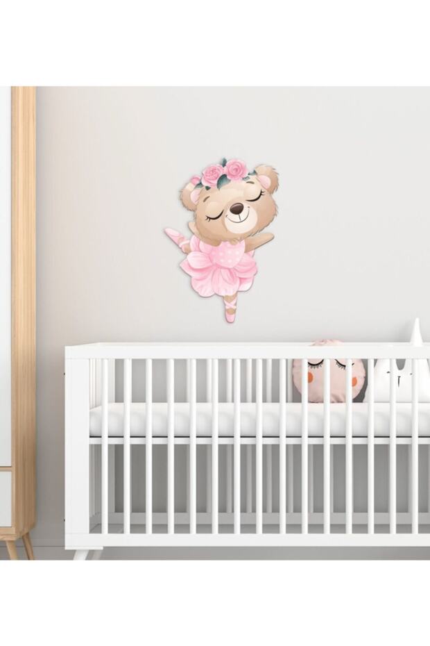 Gift Cute Teddy Bear Designed Children's Room Wooden Wall Ornament-2