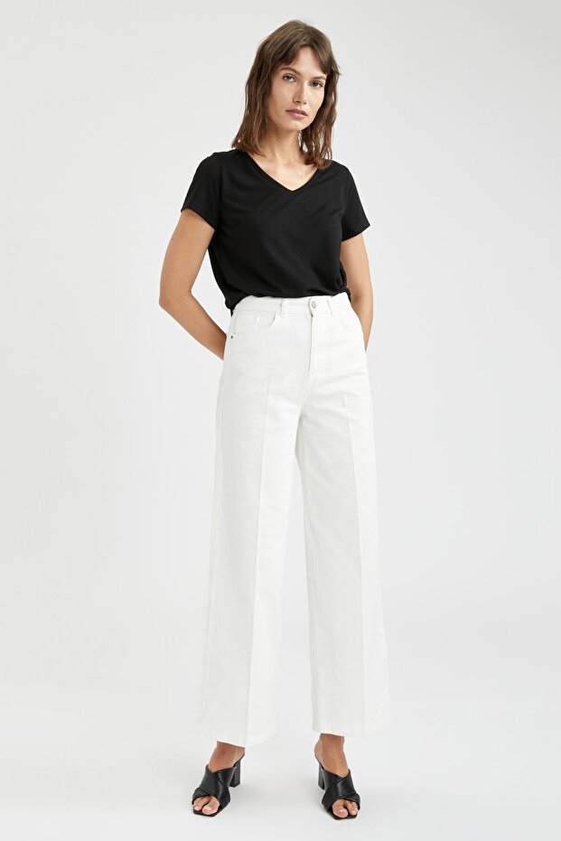 V Yaka Regular Fit Basic Kısa Kollu 2'li Tişört - 5