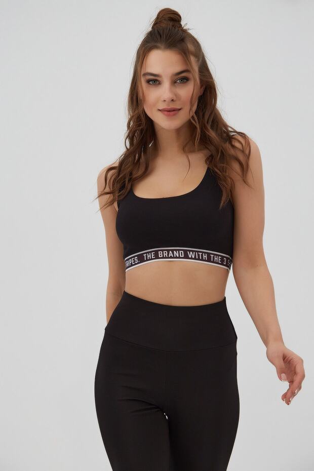 Women's Text Striped Sports Bra P21s201-2173