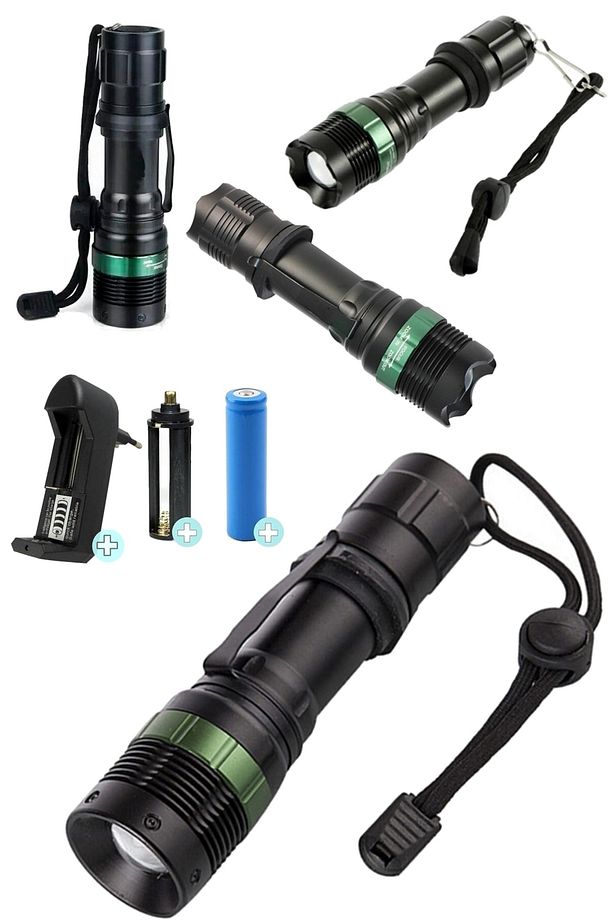 Ga-037 Ultra Güçlü 3 Modlu Metal Şarjlı El Feneri 3000 Lumens Q5 + Şarjlı Pil - 1