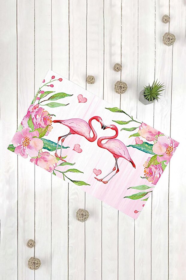 سجادة باب أمامية مزخرفة متعددة الأغراض باللون الأبيض وFlamingo