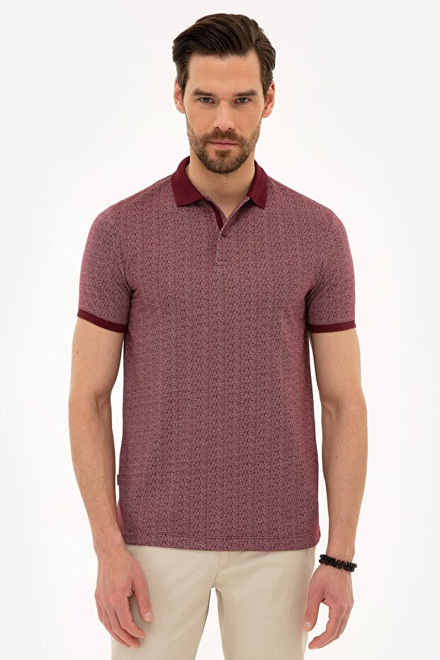Claret Red Slim Fit Polo Neck T-Shirt