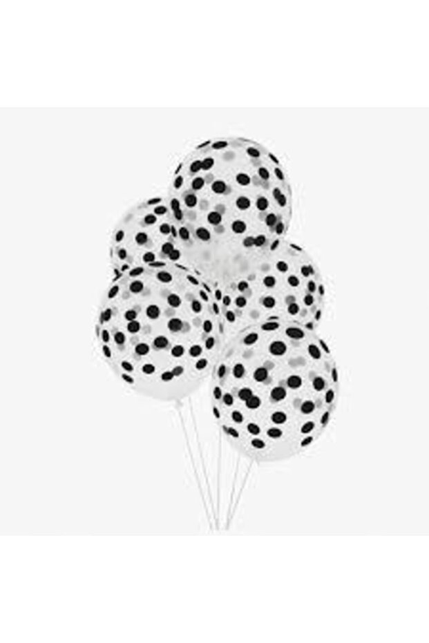 Transparent Super Luxury Balloon with Black Color Confetti Inside 10 Pieces