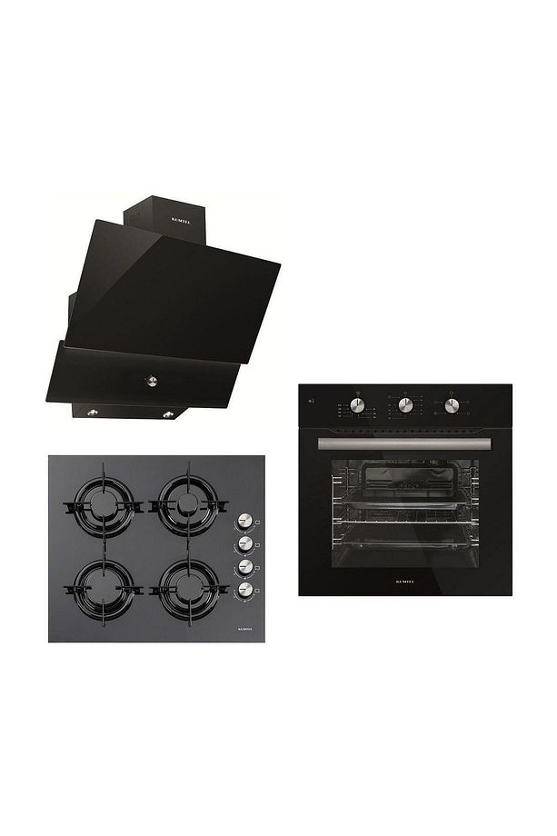 Black Argento  Button 3'Lü Cam Ankastre Set - 1