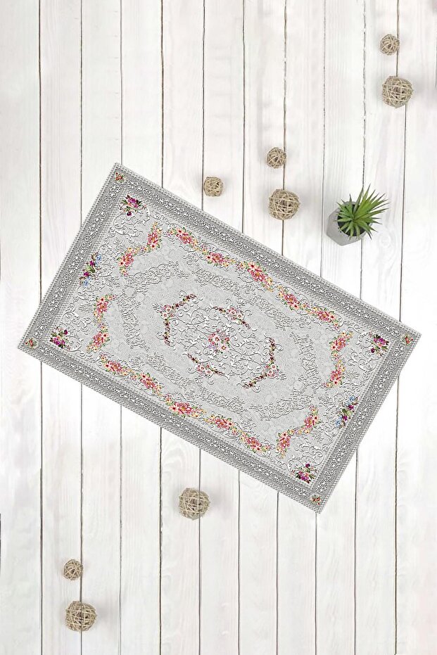سجادة أمامية مزخرفة متعددة الأغراض بنمط سجادة رمادية - 1