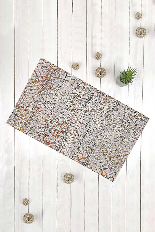 Geometric Pattern Yellow Gray Multi-Purpose Decorative Door Mat - 1
