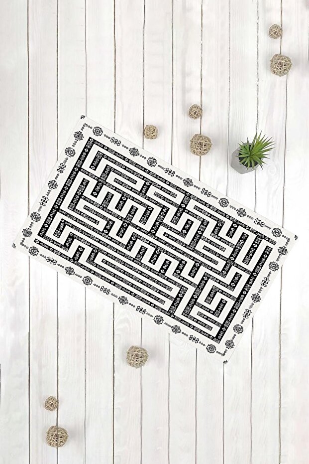 سجادة باب أمامية مزخرفة متعددة الأغراض باللون الأسود - 1