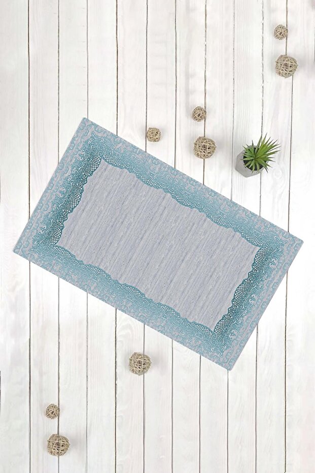 الدانتيل عزر أزرق رمادي متعدد الأغراض ديكور الباب الأمامي حصيرة