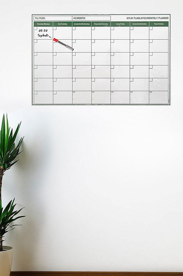 Manyetik Yapışkanlı Bir Aylık Program Planlayıcı Takvim 85x56 Cm - 1