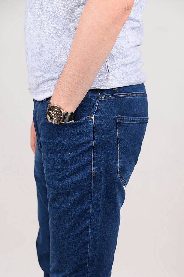 Erkek Yüksek Bel Regular Fit Pamuklu Kot Pantolon - 2
