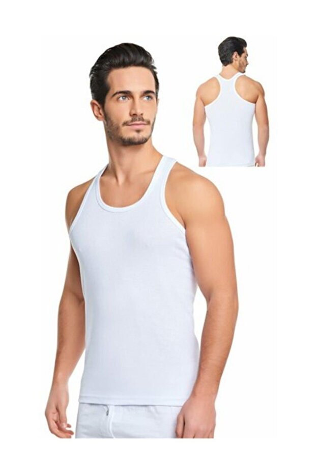Men's White Rib Sportsman Rambo Athlete 6 Pack