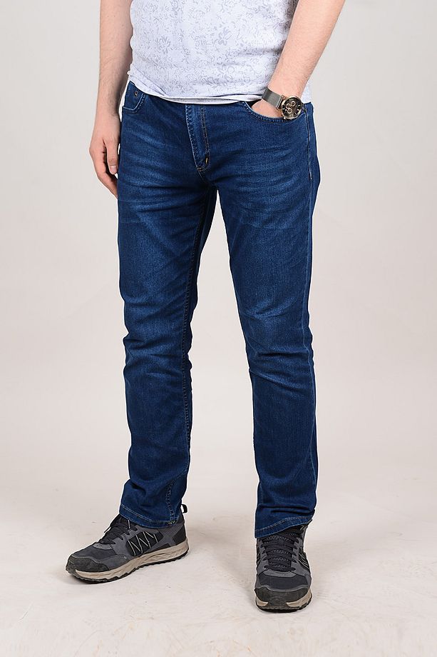 Erkek Yüksek Bel Regular Fit Pamuklu Kot Pantolon - 1