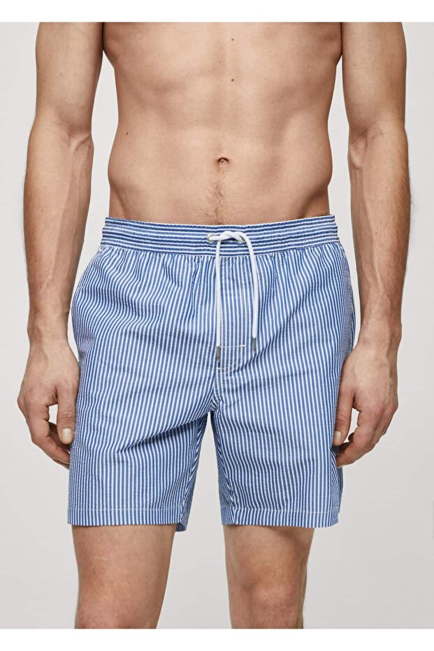 Gestreifter String-Badeanzug aus Seersucker - 6