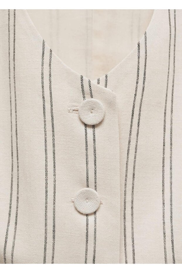 Çizgili keten yelek - 6