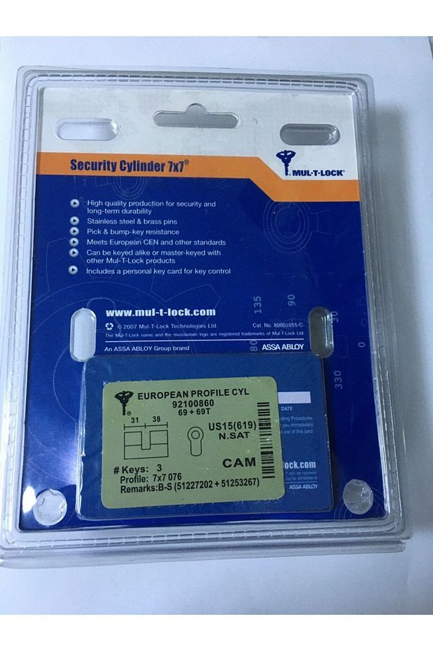 7x7 69-71 Mm Yüksek Güvenlikli Kapı Kilidi (2 Lİ SET) 92100860 - 2