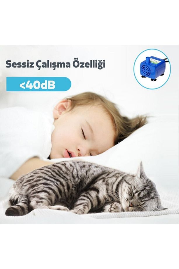 Pet Kedi Köpek Için Su Pınarı Su Çeşmesi Su Sebili 2.4 Lt Usb Ile Çalışır - 7