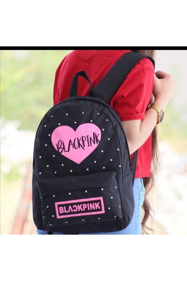Unisex Black Black Pink Backpack