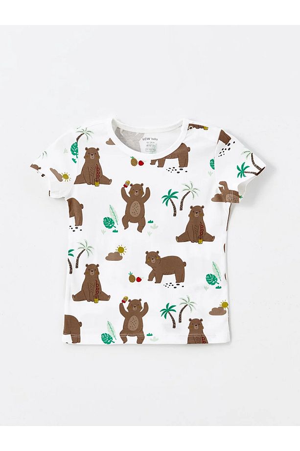 LCW baby Bisiklet Yaka Kısa Kollu Baskılı Erkek Bebek Şortlu Pijama Takımı - 2