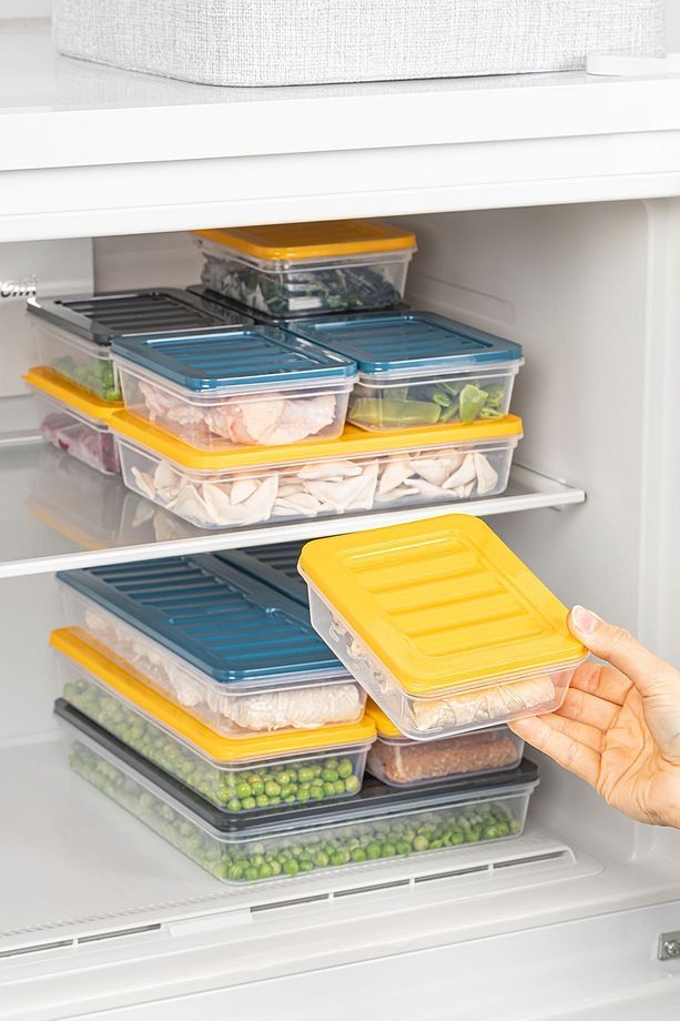 4'lü Buzdolabı Organizer Mikrodalga Ve Difrize Uygun Saklama Kabı Antrasit 4 X 1170 ml - 4