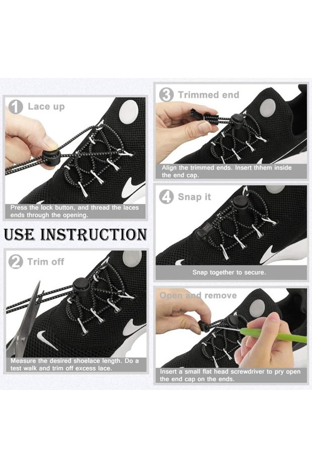 1Pair Shoelaces for Sneaker Elastic No Tie Shoe Laces Stretching Lock Lazy Laces Quick Rubber Sho... - 5
