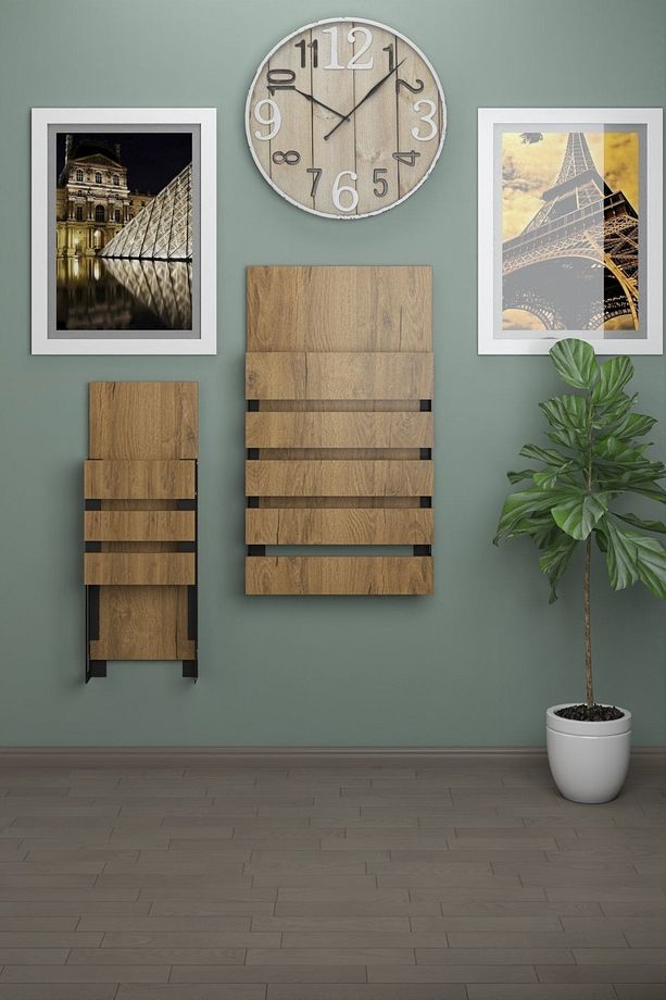 Begonya Duvara Monte Katlanabilir Tek Tabureli Pratik Mutfak Masası Yemek Masası Balkon Masası - 5