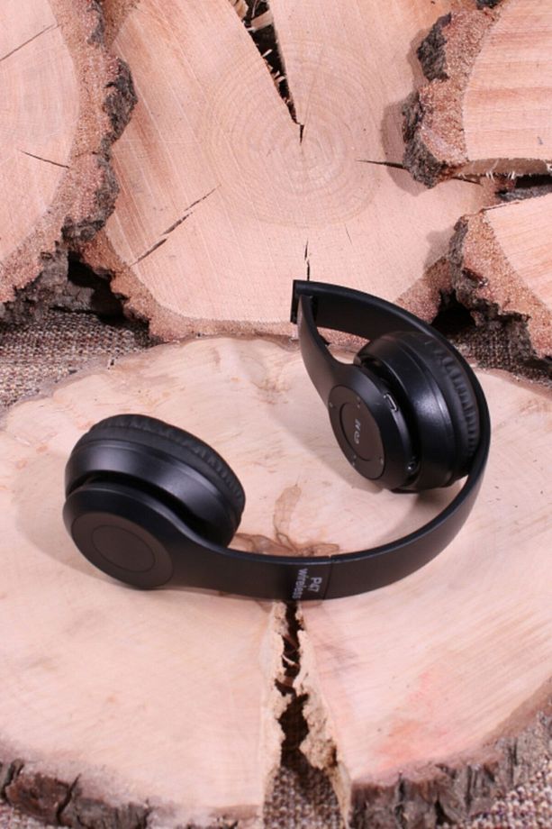 Bluetooth Katlanabilir Kablosuz Kart Girişli Radyolu Kulaklık P47 Siyah - 2