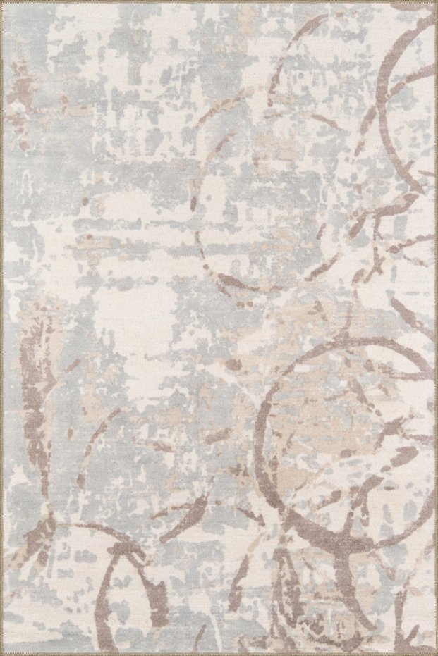 Soft Gray Floral Decorative Carpet and Washable Carpet Miravip9673