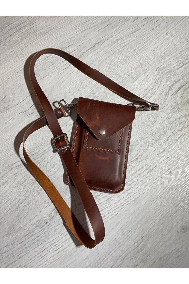 Genuine leather phone and card holder bag