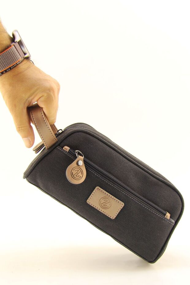 Men's Black Canvas Waterproof Personal Care Daily Shaving Bag