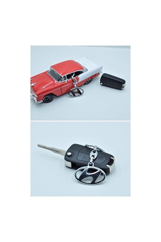 Hyundai Model 3D Silver Metal Emblem Logo Emblem Keychain