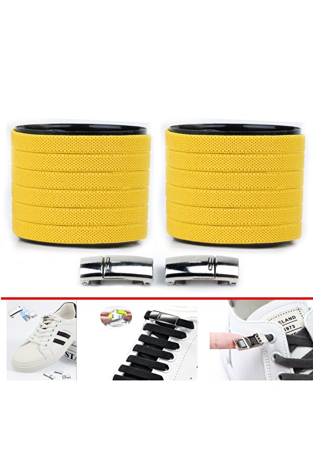 Yellow Elastic Magnetic Laces - 100 Cm Shoelaces
