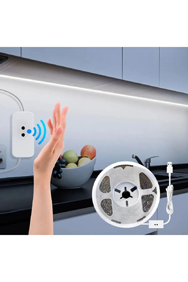 شريط إضاءة ليد ذكي بمستشعر 2835 بطول 5 أمتار أبيض بمنفذ USB SMD2835 5 فولت مع مستشعر حركة ومسح يدوي وإيقاف تشغيل وتحكم خلفي - 4