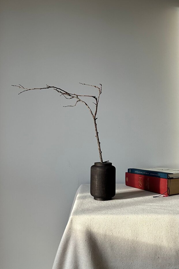 Siyah Eskitme Ahşap Vazo - 3