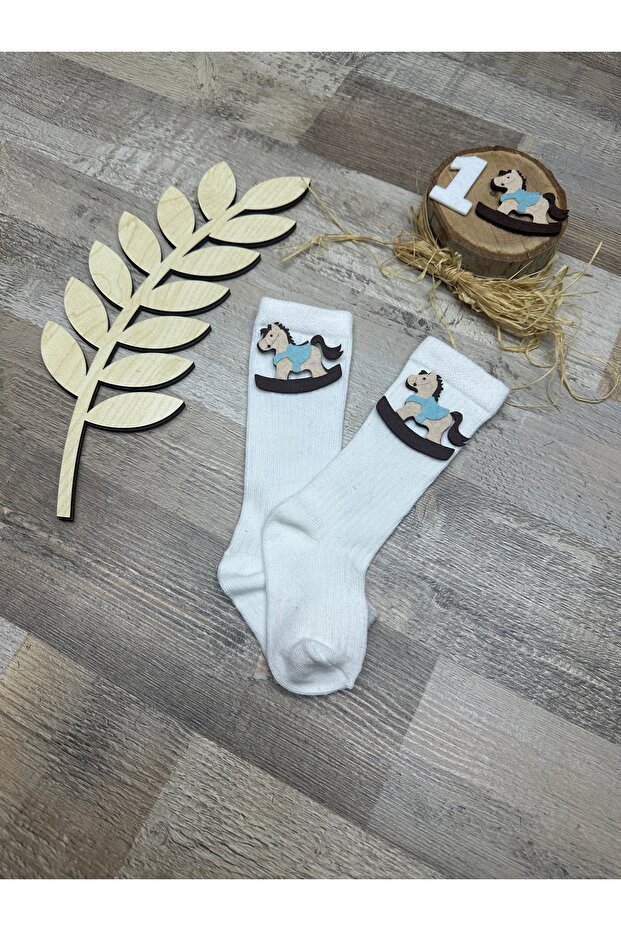 Carousel themed baby knee-high socks