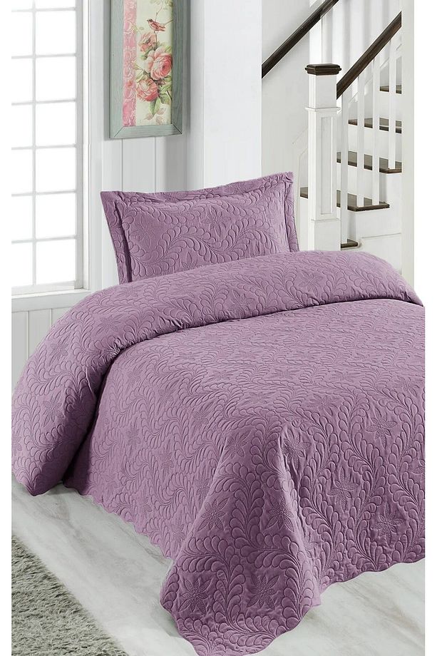 Ivy Açık Lila Tek Kişilik Microfiber Kapitone Yatak Örtüsü - 1