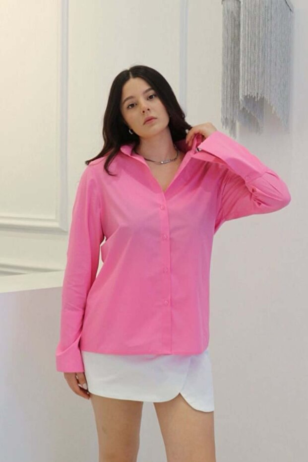 Pembe Manşetli Gömlek - 8