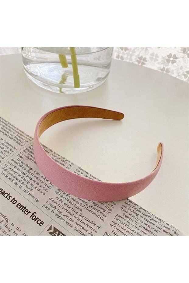 SO-MUCH Women's Light Stretchy Crown Hair Band Pink Plain